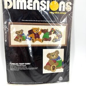 Vintage Dimensions Crewel Stitch Kit Tumbling Teddy Bears 1251 Sealed